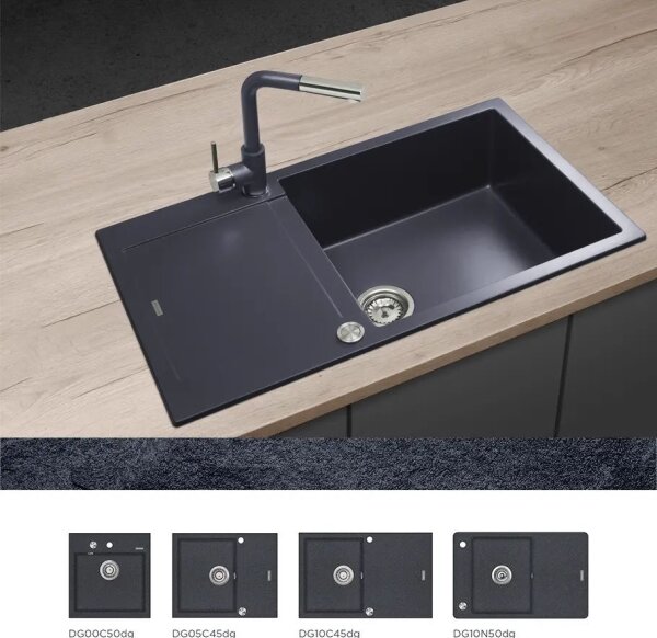 Concept BDG4527DG-Dřezová baterie s vytahovací sprškou 26,9 cm granit/tmavě šedá