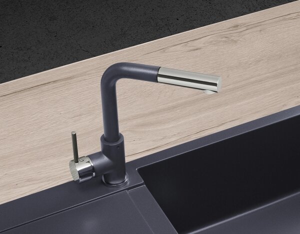 Concept BDG4527DG-Dřezová baterie s vytahovací sprškou 26,9 cm granit/tmavě šedá