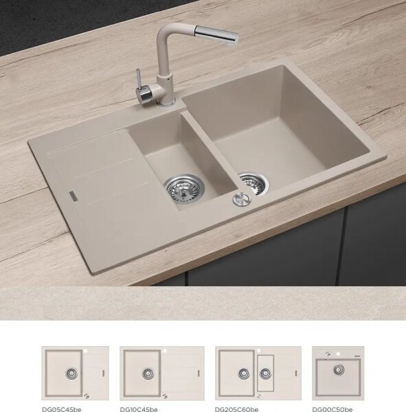Concept BDG4527BE - Dřezová baterie s vytahovací sprškou 26,9 cm granit/béžová