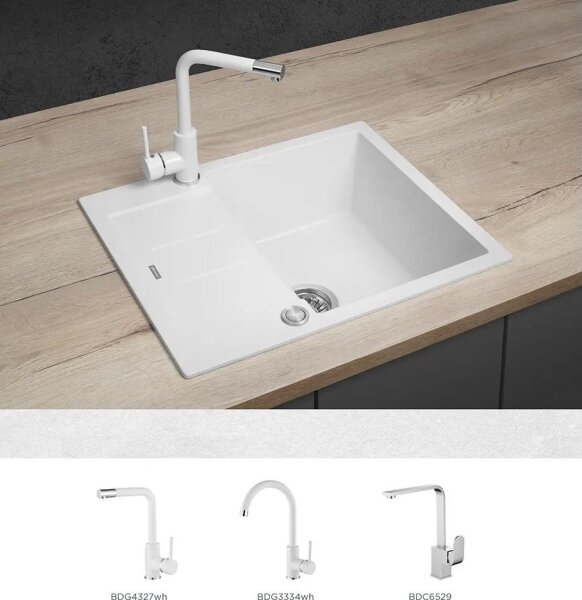 Concept DG05C45WH - Kuchyňský dřez CUBIS 50x62 cm granit/bílá
