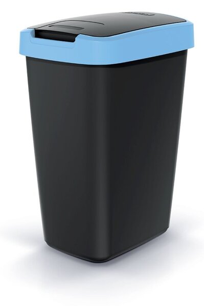 Prosperplast Odpadkový koš COMPACTO FLAS s víkem černý/světle modrý, varianta 12 l