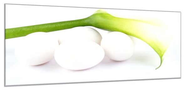 Obraz skleněný květ bílá kala a vejce - 30 x 40 cm