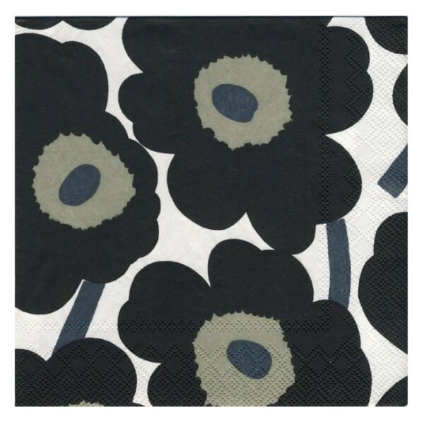 Muurla Ubrousky Marimekko Unikko černé 40x40cm, 20ks