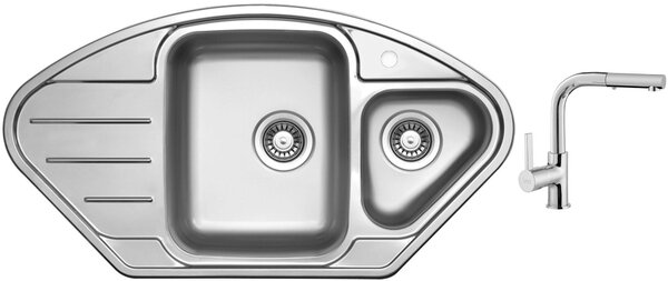 Nerezový dřez Sinks LOTUS 945.1 V 0,8mm leštěný + Dřezová baterie Sinks ENIGMA S chrom