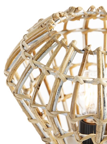 Rustikální stolní lampa bambus s bílou - Canna Diamond