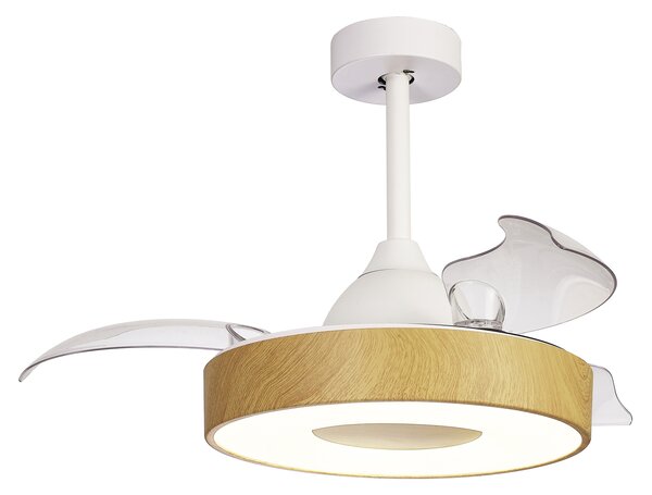 Mantra 8220 Coin Mini, rozvinovací ventilátor se svítidlem a dálk. ovladačem, LED 45W 2700-5000K, dřevěná, průměr 43/90cm