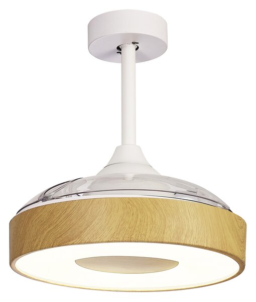 Mantra 8220 Coin Mini, rozvinovací ventilátor se svítidlem a dálk. ovladačem, LED 45W 2700-5000K, dřevěná, průměr 43/90cm