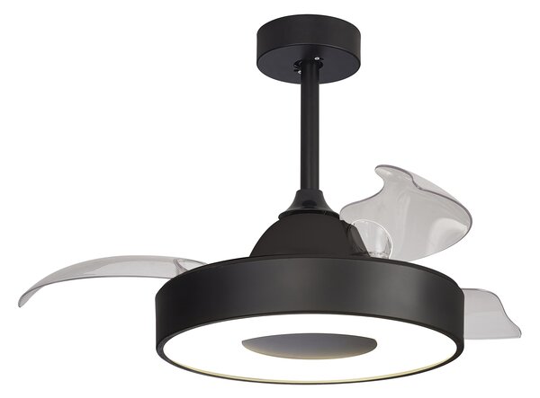 Mantra 8221 Coin Mini, rozvinovací ventilátor se svítidlem a dálk. ovladačem, LED 45W 2700-5000K, černá, průměr 43/90cm