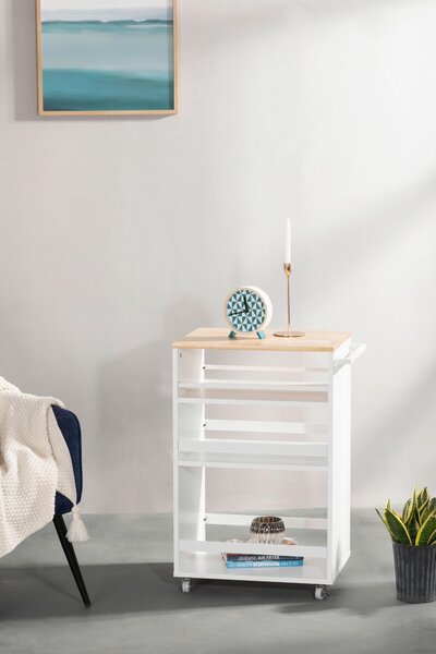 SERVÍROVACÍ VOZÍK, přírodní barvy, bílá, 50/78/38 cm MID.YOU - Barové vozíky, Online Only