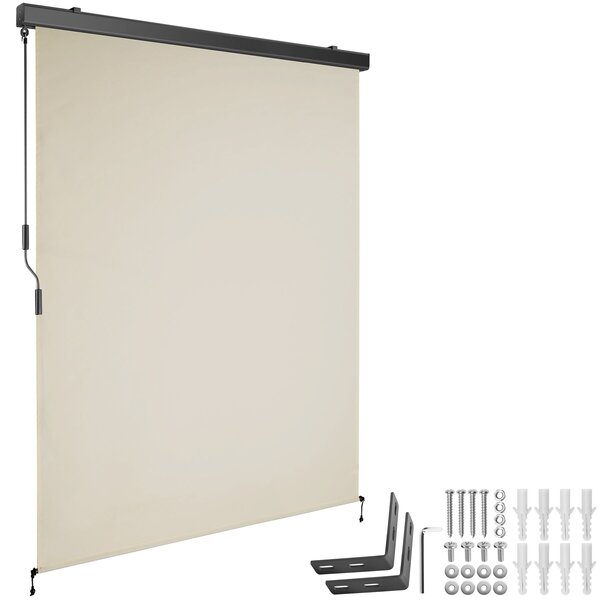 Tectake Svislá markýza Eloise se 2 nástěnnými držáky - 140 x 250 cm, béžová