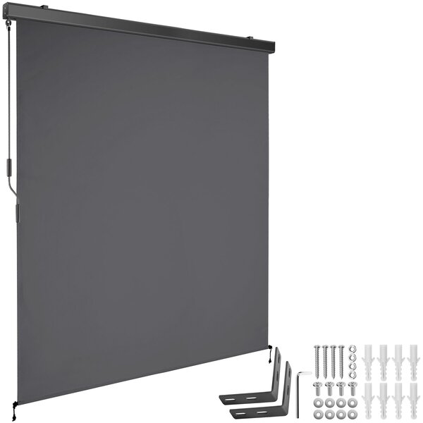 Tectake Svislá markýza Eloise se 2 nástěnnými držáky - 160 x 250 cm,tmavě šedá