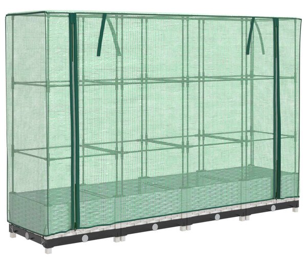 Vyvýšený záhon se skleníkem ratanový vzhled 160 x 40 x 123 cm