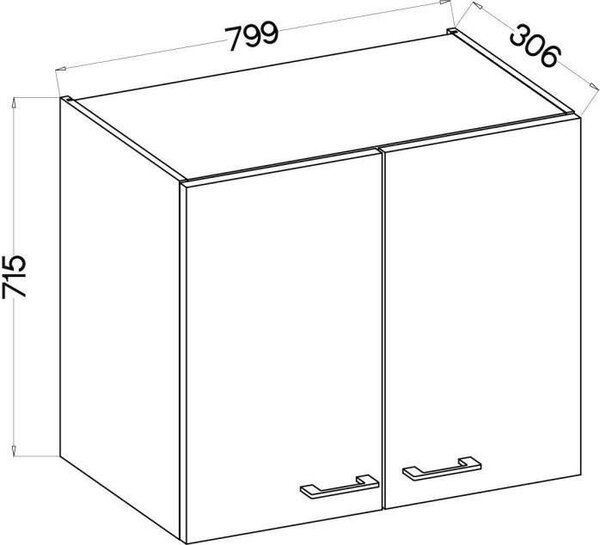 Vysoká skříňka - MODENA - 80 cm - dub Artisan a matná černá - CUISINIER