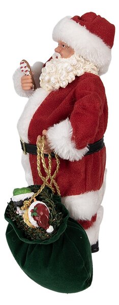 Vánoční dekorace taťka Santa Claus s pytlem dárků - 16*8*28 cm - Clayre & Eef