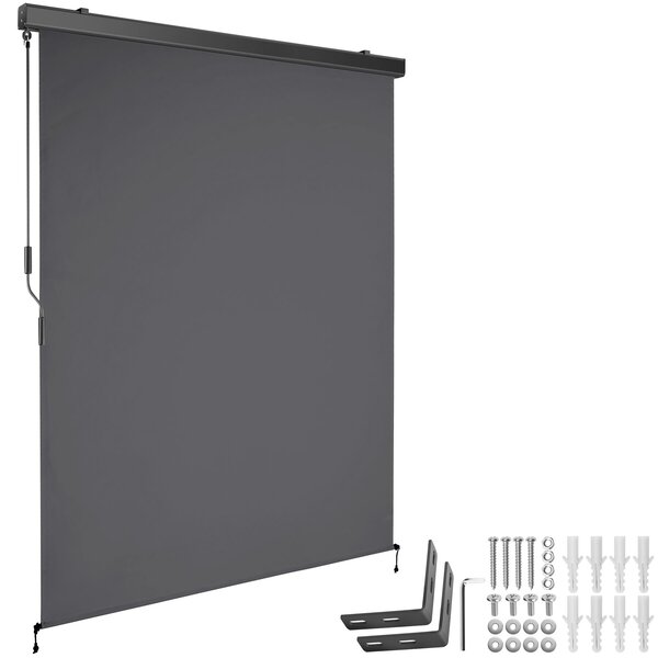 Tectake Svislá markýza Eloise se 2 nástěnnými držáky - 140 x 250 cm, tmavě šedá