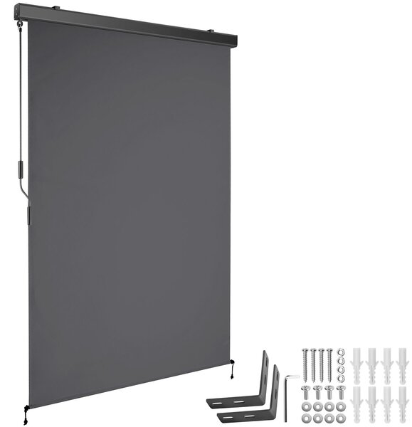 Tectake Svislá markýza Eloise se 2 nástěnnými držáky - 120 x 250 cm,tmavě šedá