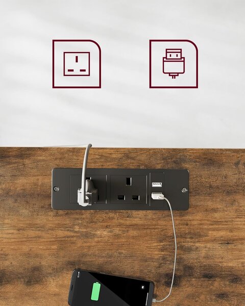 SONGMICS Výškově nastavitelný elektrický pracovní stůl Vasagle Pomeras hnědý/černý