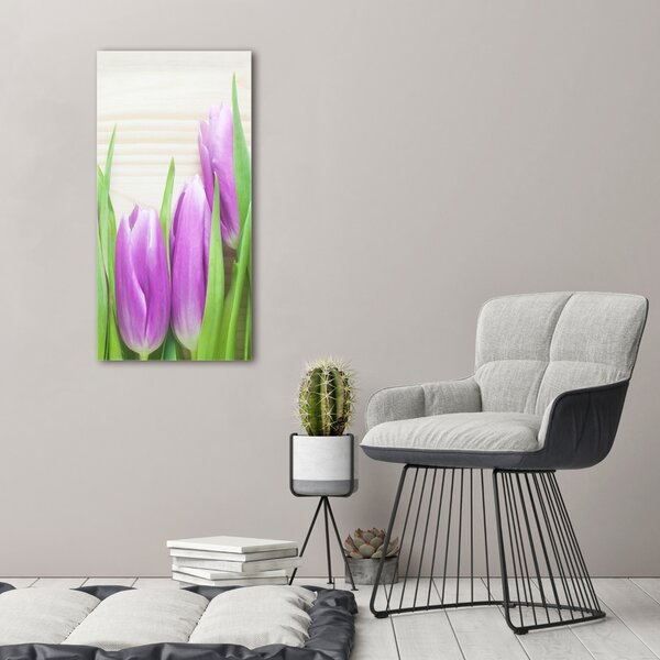 Vertikální Foto obraz na plátně Fialové tulipány ocv-78755149