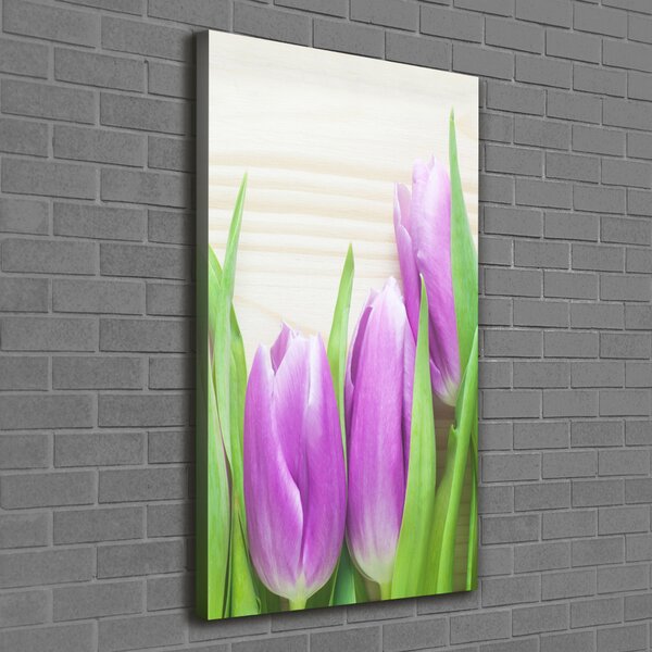 Vertikální Foto obraz na plátně Fialové tulipány ocv-78755149