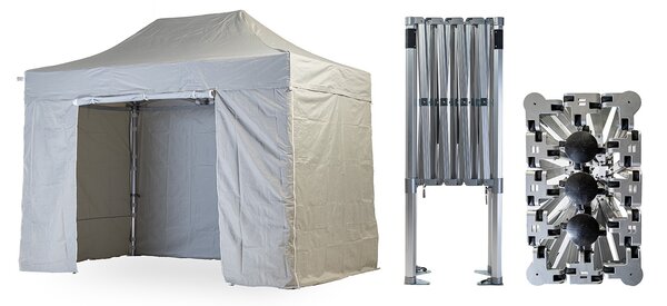 Nůžkový párty stan 2x4 m TENTino BIG HEXAGON Barva opláštění (Zvolte variantu): 1A - BÍLÁ