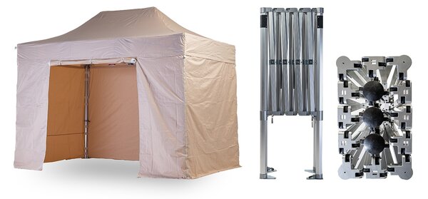 Nůžkový párty stan 2x4 m TENTino BIG HEXAGON Barva opláštění (Zvolte variantu): 1A - BÍLÁ