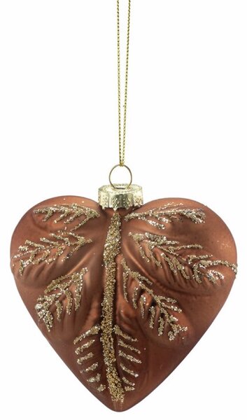 Lene Bjerre Skleněná ozdoba Luna Heart - Brown LB372