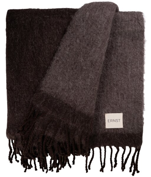 ERNST Pléd z vlněné směsi Blanket Dark Brown - 130 x 170 cm EF579