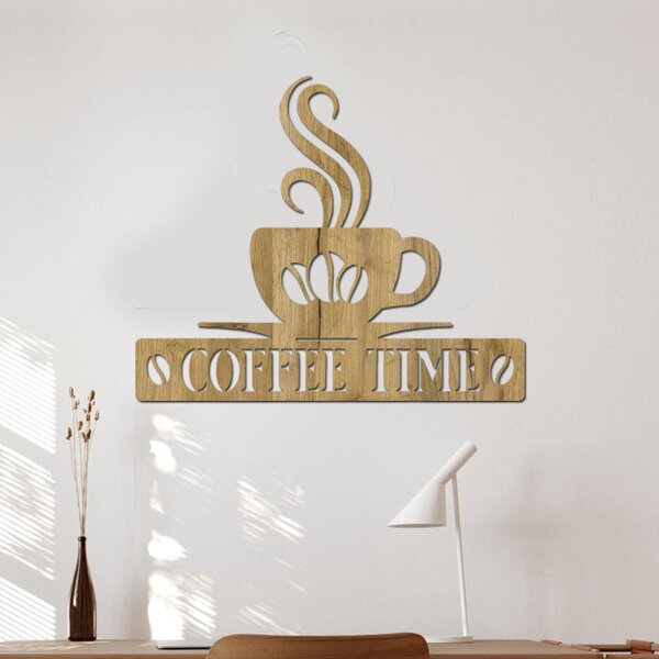 Dřevěná dekorace COFFEE | Rozměry (cm): 40x34 | Zvolte barvu dekoru: Buk
