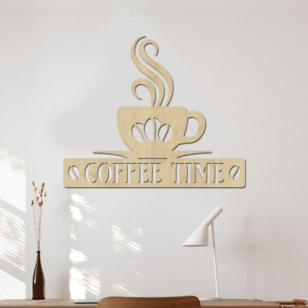 Dřevěná dekorace COFFEE | Rozměry (cm): 40x34 | Zvolte barvu dekoru: Buk
