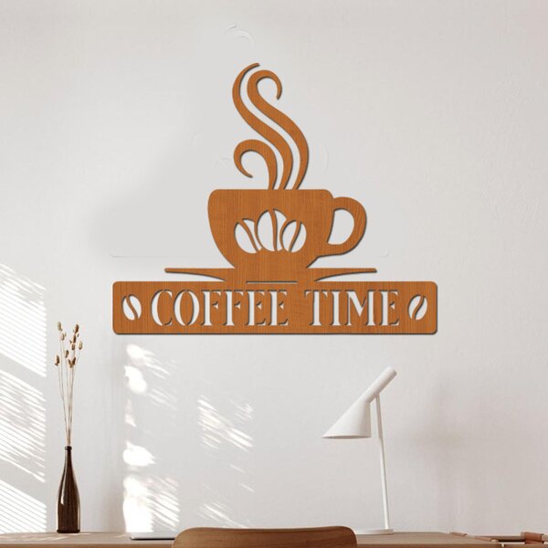 Dřevěná dekorace COFFEE | Rozměry (cm): 40x34 | Zvolte barvu dekoru: Třešeň
