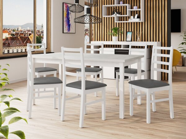 Rozkládací jídelní stůl se 6 židlemi AL02, Barva dřeva: ořech-L, Potah: 25x - Paros 2 5903211236341