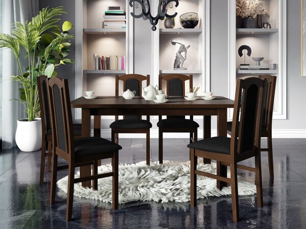 Rozkládací jídelní stůl se 6 židlemi AL06, Barva dřeva: ořech-L, Potah: Kronos 7 Mirjan24 5903211241963