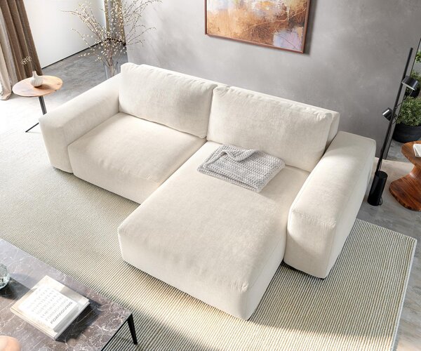 DELIFE Rohová pohovka Lanzo 230×155 cm strukturovaná látka měkká béžová variabilní lenoška