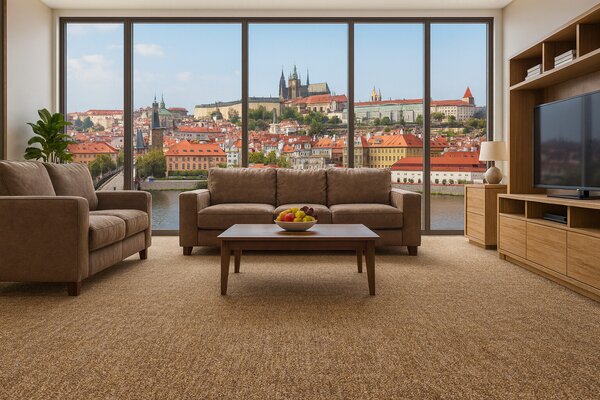 Ideal, Metrážový koberec Efekt 5151, na míru, šíře 4m, hnědá, filc, chodba / předsíň