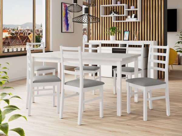 Rozkládací jídelní stůl se 6 židlemi AL02, Barva dřeva: ořech-L, Potah: 25x - Paros 2 5903211236341