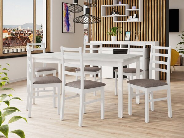 Rozkládací jídelní stůl se 6 židlemi AL02, Barva dřeva: ořech-L, Potah: 25x - Paros 2 5903211236341