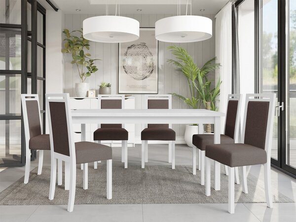 Rozkládací jídelní stůl se 6 židlemi AL03, Barva dřeva: ořech-L, Potah: 25x - Paros 2 5903211236617