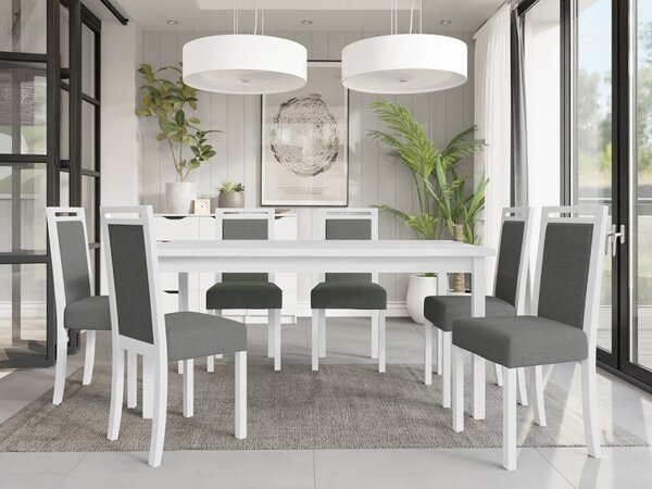 Rozkládací jídelní stůl se 6 židlemi AL03, Barva dřeva: ořech-L, Potah: 25x - Paros 2 5903211236617