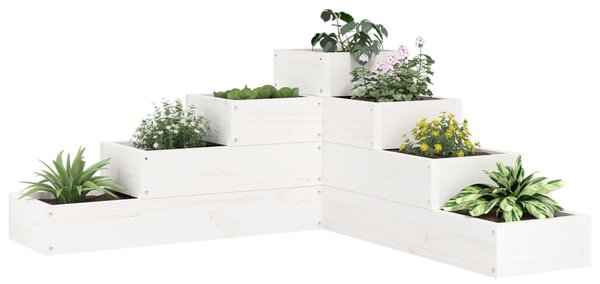 Zahradní truhlík 4patrový 80,5x79x36 cm bílý masivní borovice
