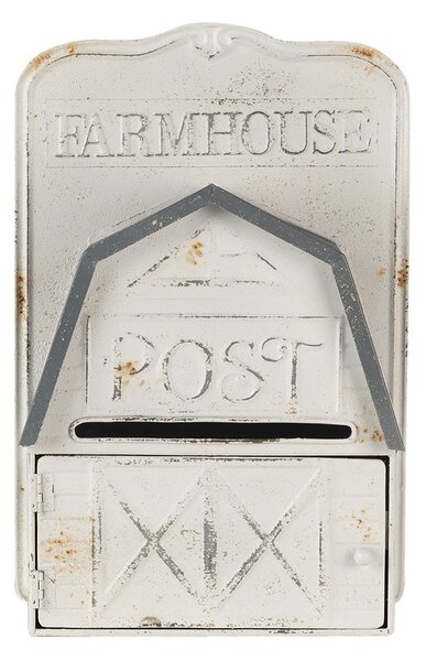 Bílo šedá retro poštovní schránka Farmhouse - 26*12*39 cm
