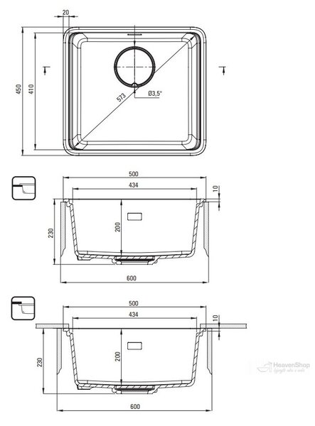 Deante Granite sink, 1-bowl