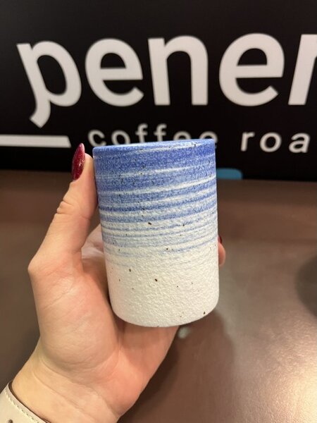 Penerini coffee Keramický šálek - VYSOKÝ Tea cup - Blue 200 ml