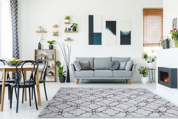 Makro Abra Moderní kusový koberec MEFE 8504 tmavě šedý Rozměr: 80x150 cm