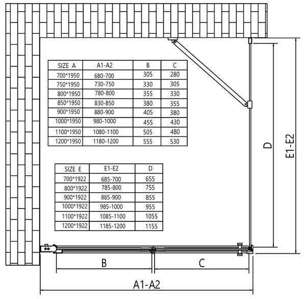 Erga Berlin, sprchový kout se skládacími dveřmi 120(dveře) x 70(stěna) x 195 cm, 6mm čiré sklo, černý profil, ERG-V02-BERLIN-D120G070-CL-BK