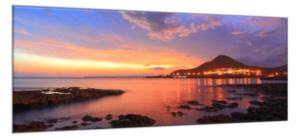 Obraz skleněný západ slunce s odrazem v moři - 30 x 60 cm