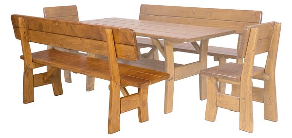 Drewmax MO261 lavice - Zahradní lavice ze smrkového dřeva, lakovaná 180x55x93cm - Týk lak