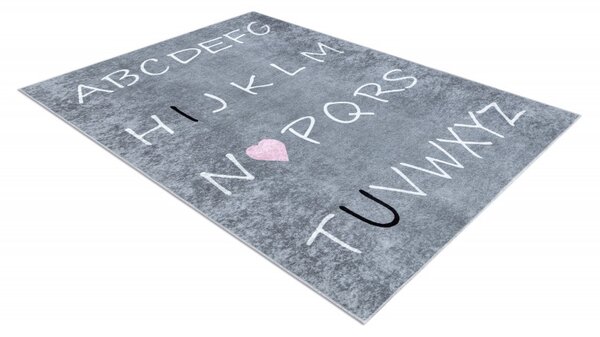 Dywany Łuszczów, Dětský kusový koberec Junior 52106.801 Alphabet grey, 80x150, šedá, dětský pokoj