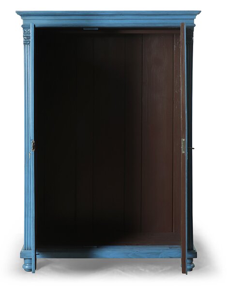 Modrá dvoudveřová skříň s kopretinami