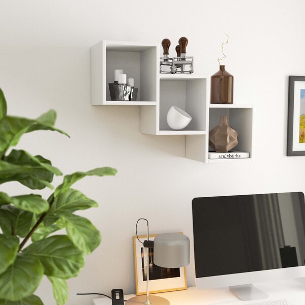 Ak furniture Sada 3 polic Star bílá