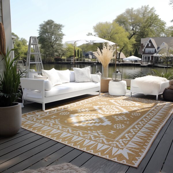 ELLE Decoration, Kusový koberec Gemini 106022 Ochre z kolekce Elle – na ven i na doma, 120x170, žlutá, chodba / předsíň